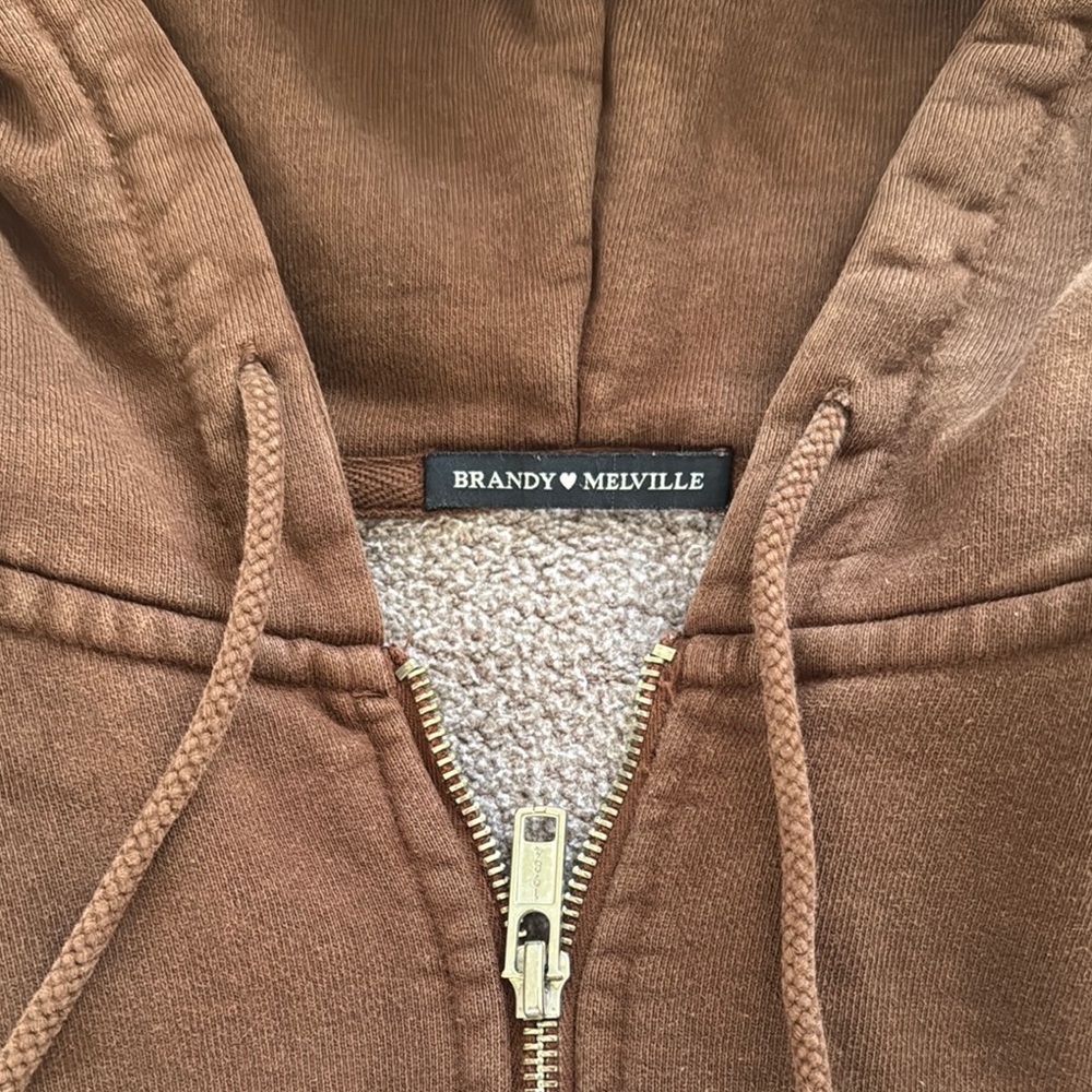 Brandy Melville Brown Zip-Up Hoodie